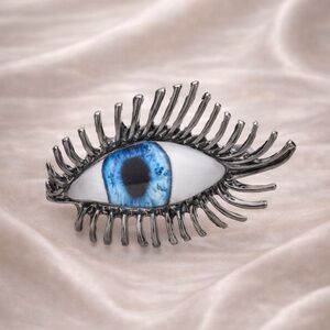 Betsey Johnson Eye Design Silver Blue Brooch
